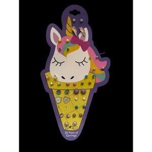 OH HELLO Kids 19 Pairs Unicorn Ice Cream Earrings Set Fun‎ Fantasy Jewelry
